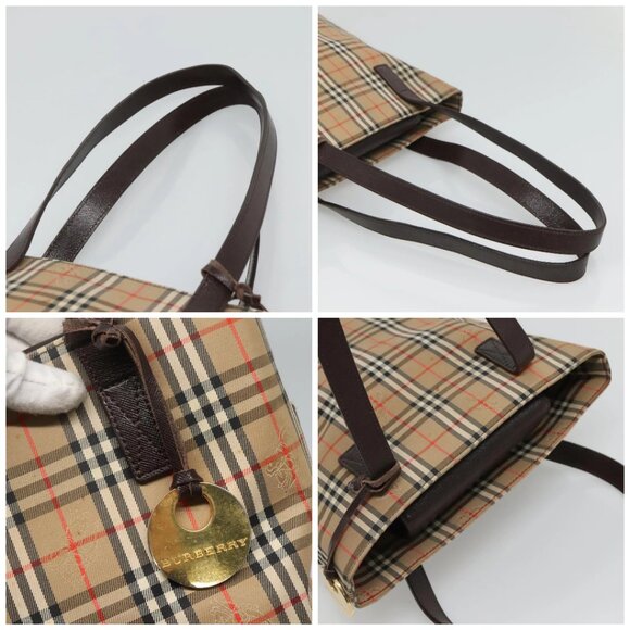 BURBERRY Nova Check Tote Bag Canvas Beige Gold Auth 121552 - Picture 16 of 16